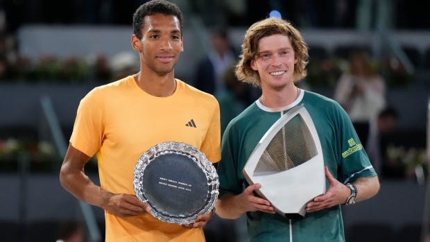 Rublev Defeats Auger-Aliassime 4-6, 7-5, 7-5 to Win Madrid Open, Claims Doubles Title Too